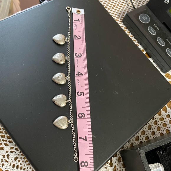 Vintage Sterling 5 Puffy Hearts Bracelet - Picture 10 of 11